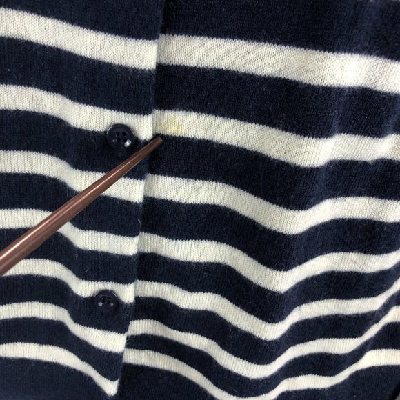 Gap Womens Sz L Navy Blue and White Long Sleeve Sequined Cardigan Button up Swea - Picture 6 of 14